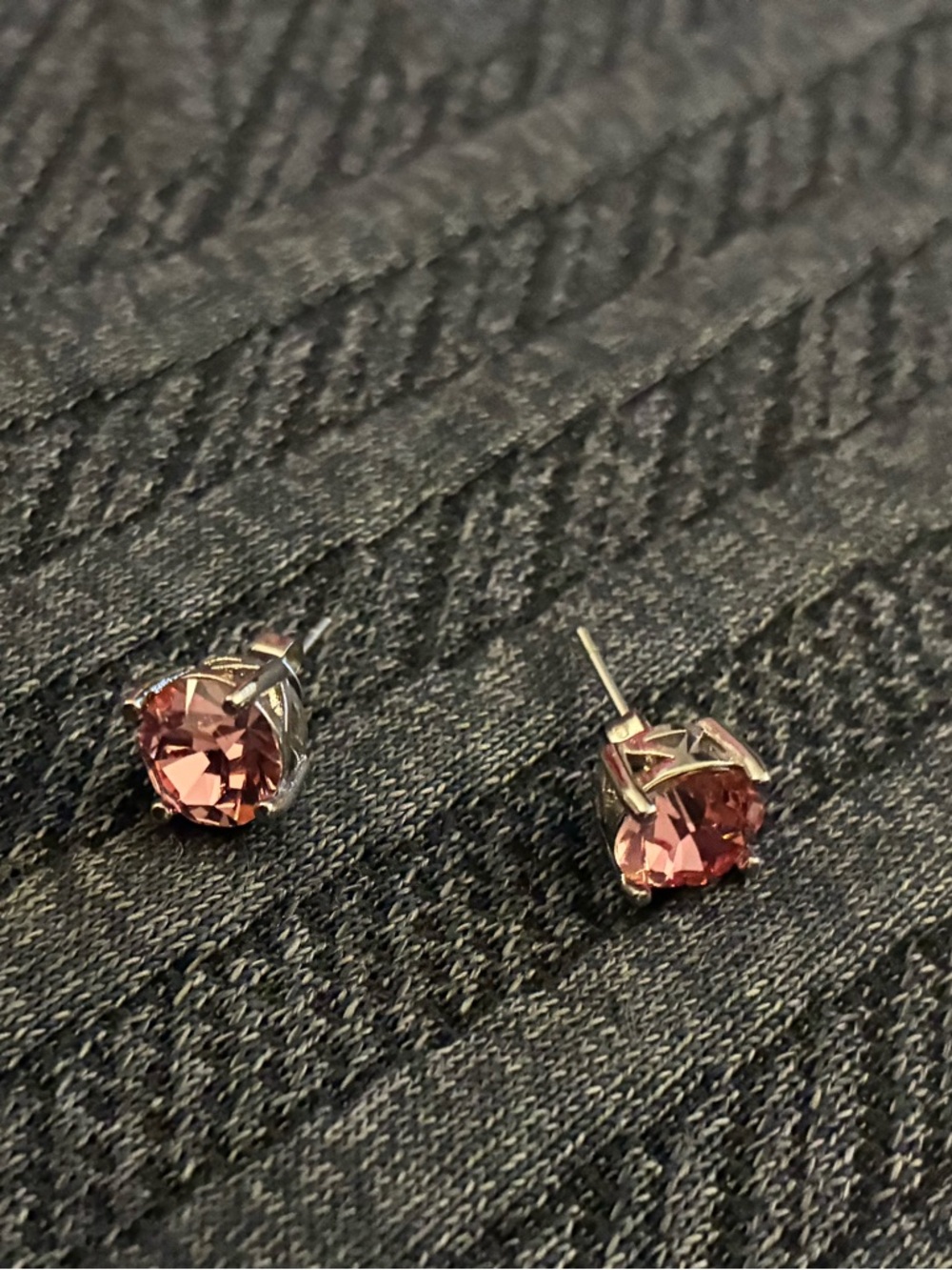 PARKLANE Silver Stud Earrings with Pink Crystal